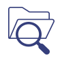 Icon of an opened folder and a magnifying glass