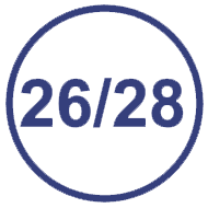 A circle icon with "26/28" inside