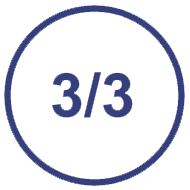 A circle icon with "3/3" inside it