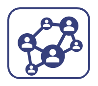 Icon of a network of interconnected user icons