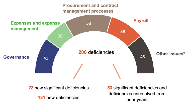 Infographic showing an overview of internal control deficiencies in 2024–25
