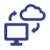 Icon of two arrows indicating a cycle between a computer monitor and a cloud
