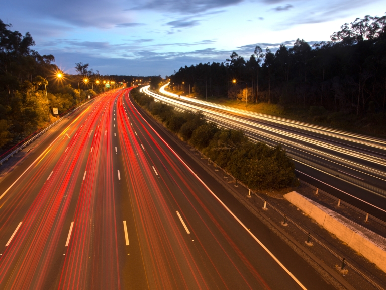 Image of the M1 highway at the Gold Coast at night